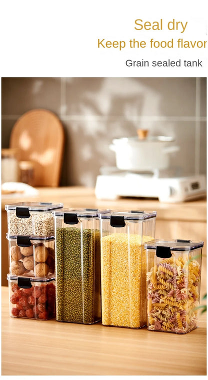 1PC Lufttæt forseglet opbevaringskrukke • Plastkorn, Pasta & krydderier Container • Fugt-Proof Kitchen Organizer Box
