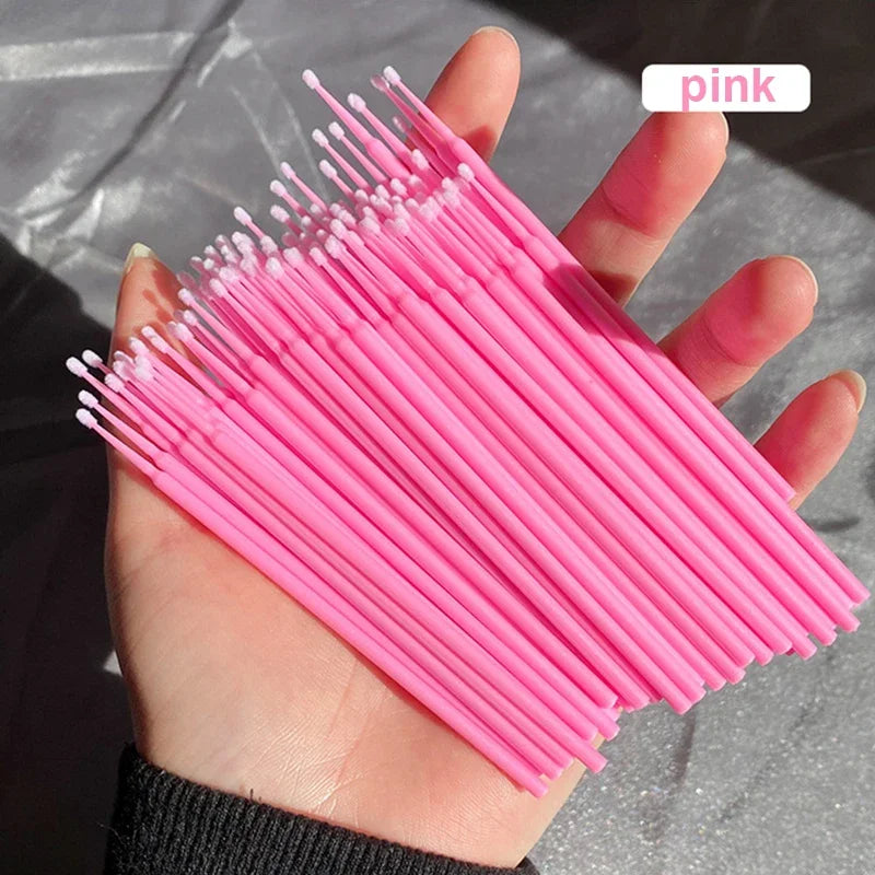 100PCS Eyelash Rengöringsborstar – Micro Cotton Swabs för Lash Extensions & Makeup Removal