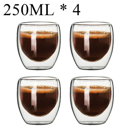 2-18PCS Double Wall High Borosilicate Glass Mugs – Heat Resistant Tea, Coffee, Milk, and Juice Cups, Creative Bar Drinkware Gift Set