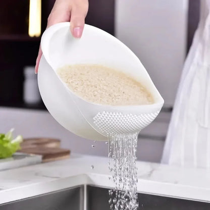 1PC Plastic Ris Sieve & Drain Basket med handtag – Multi-Purpose Kitchen Strainer Bowl för tvätt ris, grönsaker och frukter