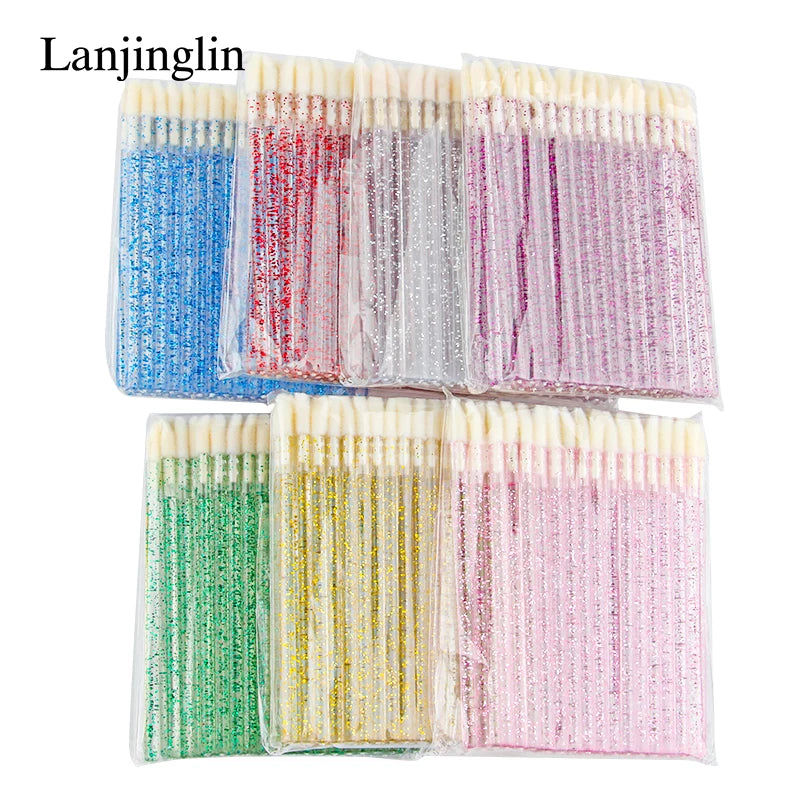 Lanjinglin 5/50 Pcs Engangs Lip Brush Makeup Børster Lipstick Applicator Wands & Eyelash Extension Tool, Professional Skønhed Tilbehør