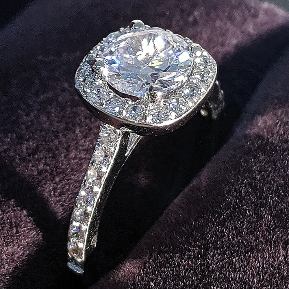 Moonso Luksus Pude Sølv Farve Engagement Ring for kvinder Elegant Zircon Designer Smykker gave R5604