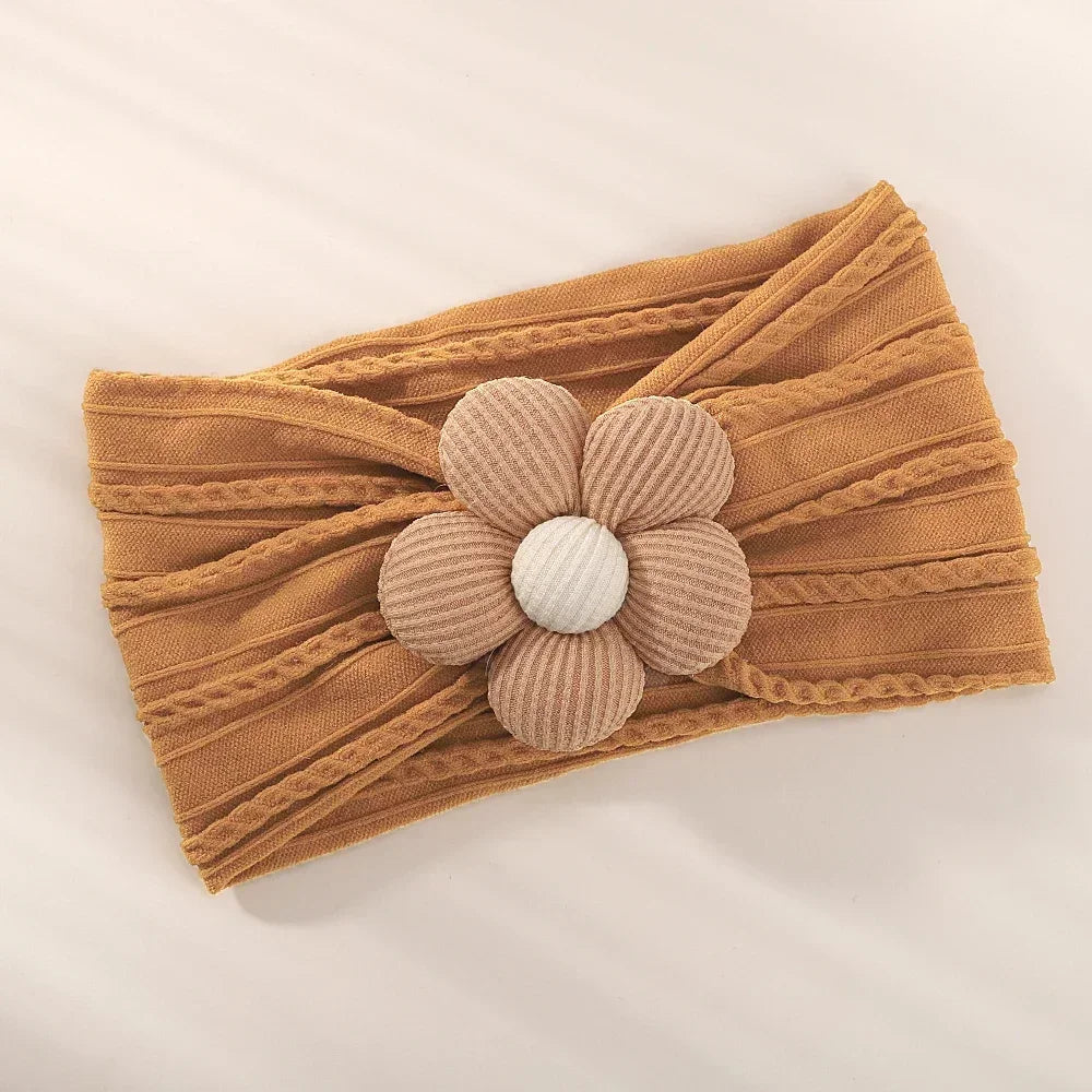1Pc Baby Nylon Headscarf - Handgjorda blomhuvudband för nyfödda flickor, Toddler Elastic Hair Turban