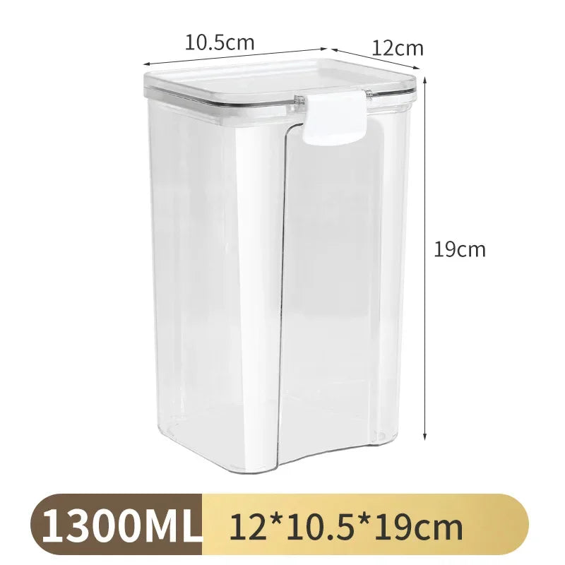 1PC Lufttæt forseglet opbevaringskrukke • Plastkorn, Pasta & krydderier Container • Fugt-Proof Kitchen Organizer Box
