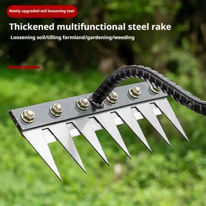 Carbon Steel Garden Weeding Rake – 5/6/7/8 Tandjordslossning & ogräsborttagningsverktyg för gård, trädgård och landskapsarkitektur