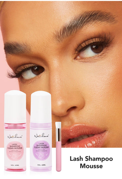 Natuhana 60ml Eyelash Extension Shampoo Mousse Lash Rengøringsskum for falske øjenvipper, skånsomt & ikke- irriterende makeup værktøj