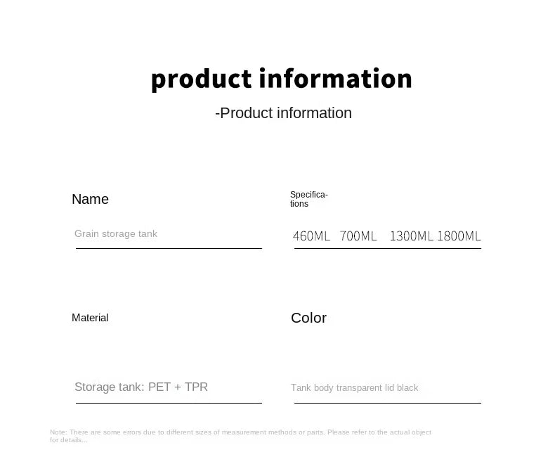 1PC Lufttæt forseglet opbevaringskrukke • Plastkorn, Pasta & krydderier Container • Fugt-Proof Kitchen Organizer Box