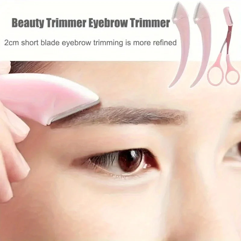 3-piece Eyebrow Trimmer sæt ! Rustfrit stål saks, Comb & Shaver for Eyelash og begynder Makeup, Precision Removal tilbehør