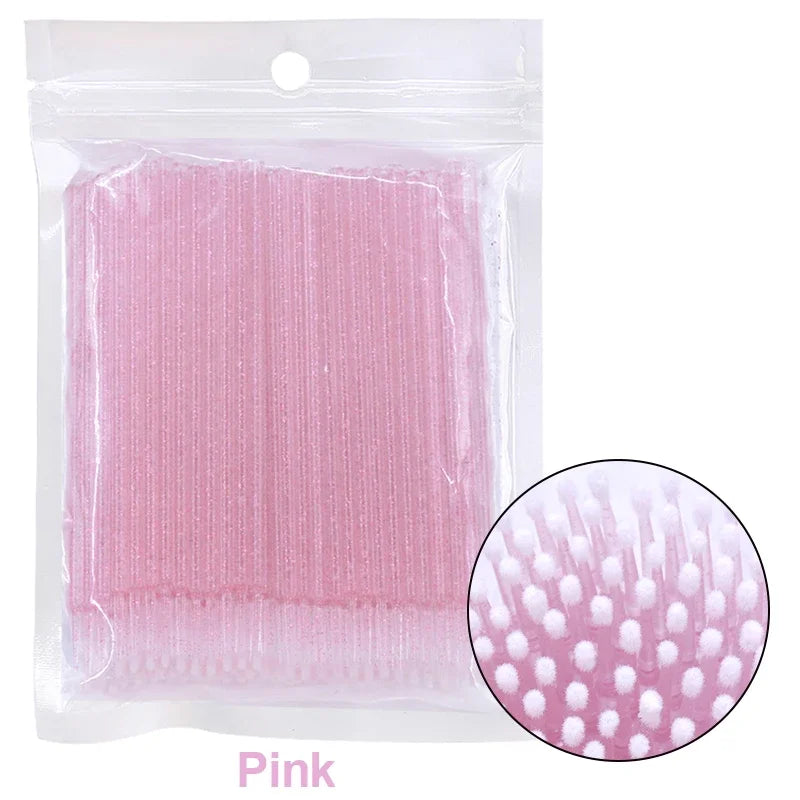 100PCS Eyelash Rengöringsborstar – Micro Cotton Swabs för Lash Extensions & Makeup Removal