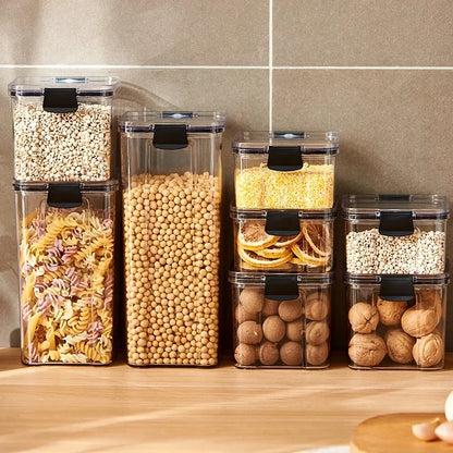 1PC Lufttæt forseglet opbevaringskrukke • Plastkorn, Pasta & krydderier Container • Fugt-Proof Kitchen Organizer Box