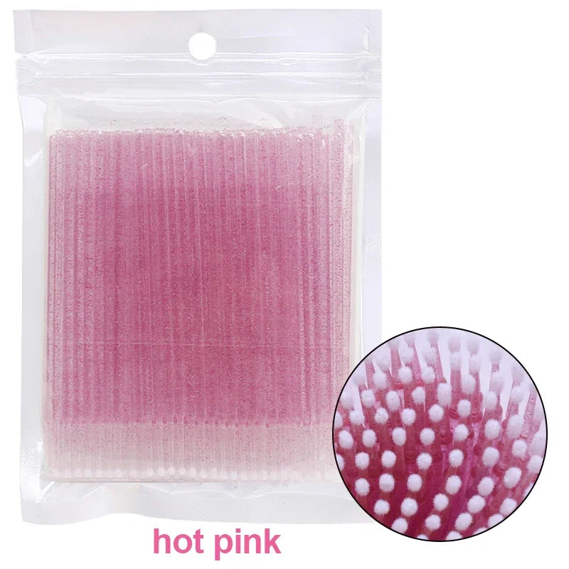100PCS Eyelash Rengöringsborstar – Micro Cotton Swabs för Lash Extensions & Makeup Removal